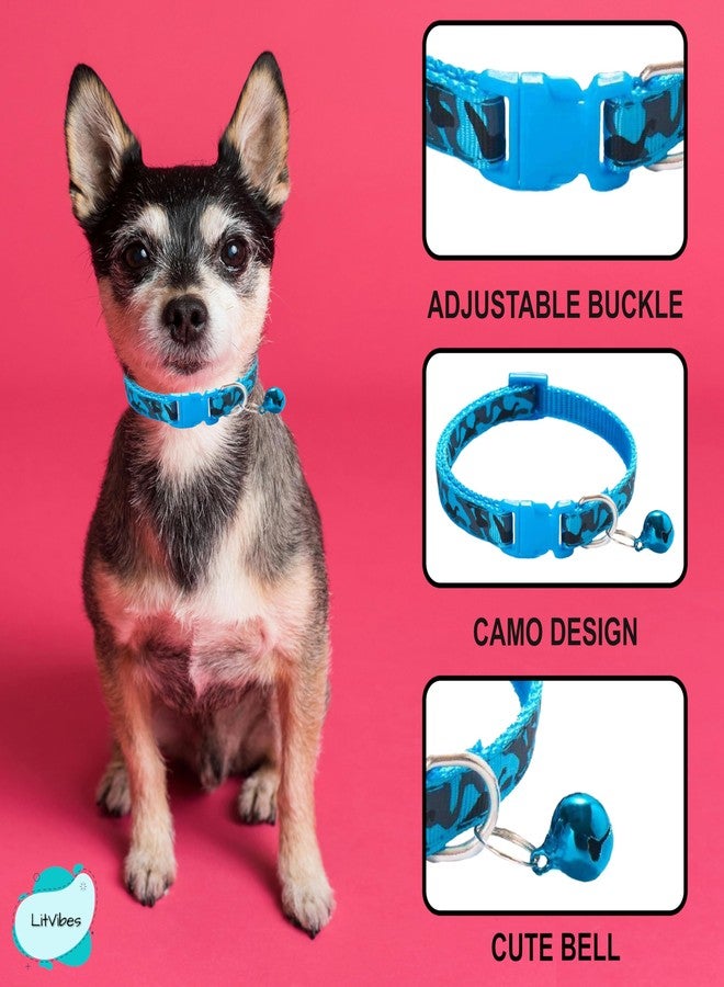 Litvibes Cat Collar with Bell,Kitten and Small Dogs Soft Adjustable Collar,Safe,Breakaway for Cats and Puppies - Blue (CAMO Design) - Image 5